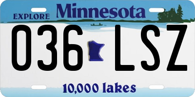 MN license plate 036LSZ