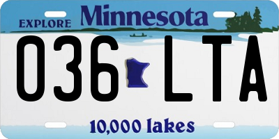 MN license plate 036LTA