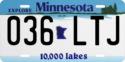MN license plate 036LTJ