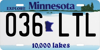MN license plate 036LTL