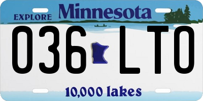 MN license plate 036LTO