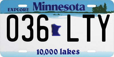 MN license plate 036LTY