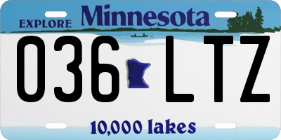 MN license plate 036LTZ