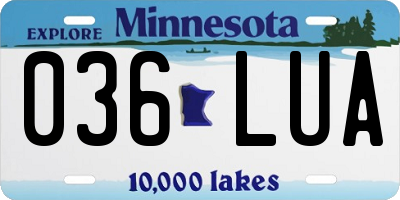 MN license plate 036LUA