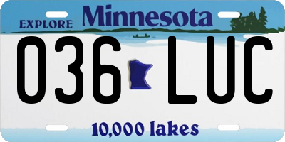 MN license plate 036LUC