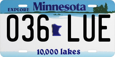 MN license plate 036LUE