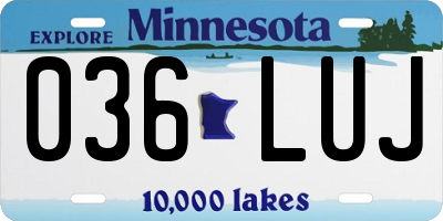 MN license plate 036LUJ