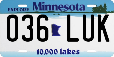 MN license plate 036LUK