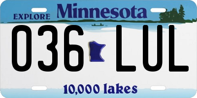 MN license plate 036LUL