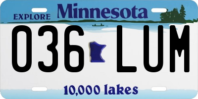 MN license plate 036LUM
