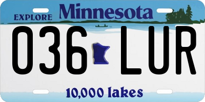 MN license plate 036LUR