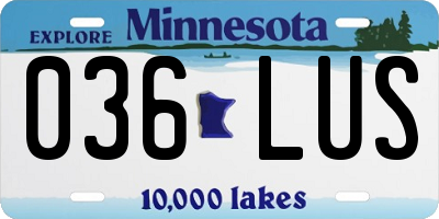 MN license plate 036LUS