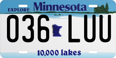 MN license plate 036LUU