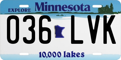 MN license plate 036LVK