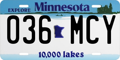 MN license plate 036MCY