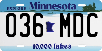 MN license plate 036MDC