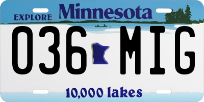 MN license plate 036MIG