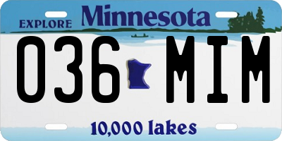 MN license plate 036MIM