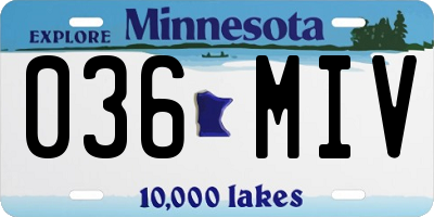 MN license plate 036MIV