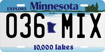 MN license plate 036MIX