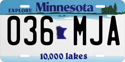MN license plate 036MJA