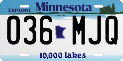 MN license plate 036MJQ