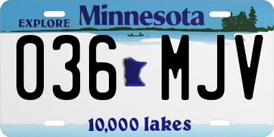 MN license plate 036MJV