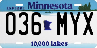MN license plate 036MYX