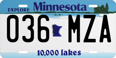 MN license plate 036MZA
