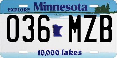 MN license plate 036MZB