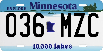 MN license plate 036MZC