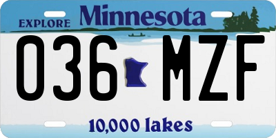 MN license plate 036MZF