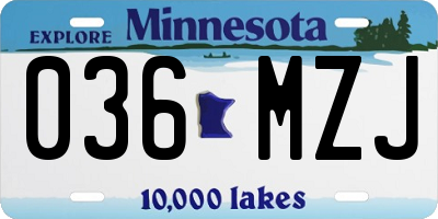 MN license plate 036MZJ