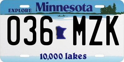 MN license plate 036MZK