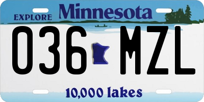 MN license plate 036MZL