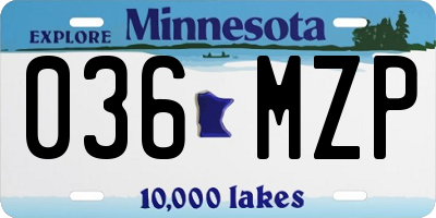 MN license plate 036MZP