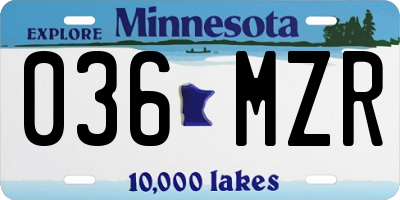 MN license plate 036MZR