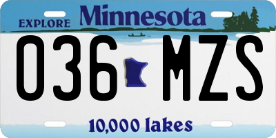 MN license plate 036MZS