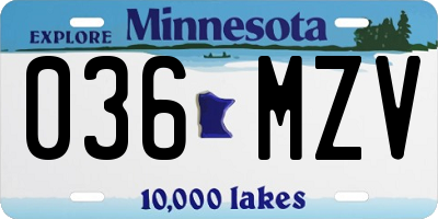 MN license plate 036MZV
