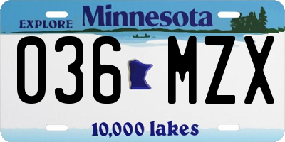 MN license plate 036MZX