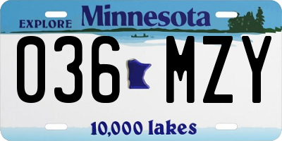 MN license plate 036MZY