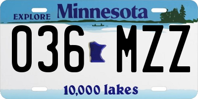MN license plate 036MZZ