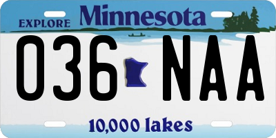 MN license plate 036NAA