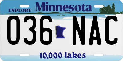 MN license plate 036NAC