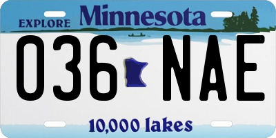 MN license plate 036NAE
