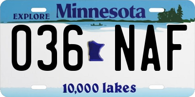 MN license plate 036NAF