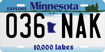 MN license plate 036NAK
