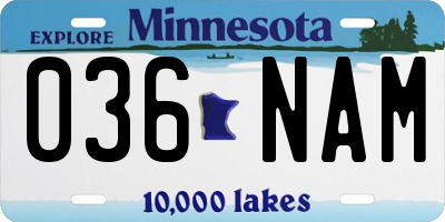 MN license plate 036NAM