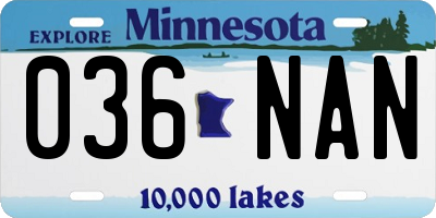 MN license plate 036NAN