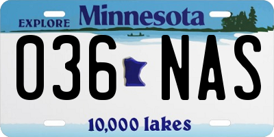 MN license plate 036NAS
